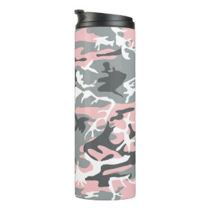 Pink and Grey Camouflage, Military, Army Thermal Tumbler