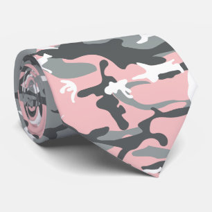 Pink and Grey Camouflage, Military, Army Tie