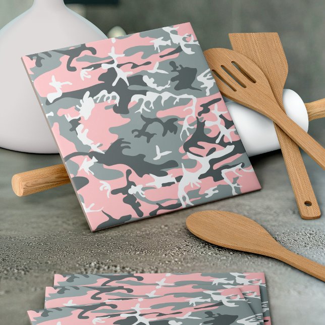 Pink and Grey Camouflage, Military, Army Tile (Creator Uploaded)