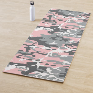 Pink and Grey Camouflage, Military, Army Yoga Mat
