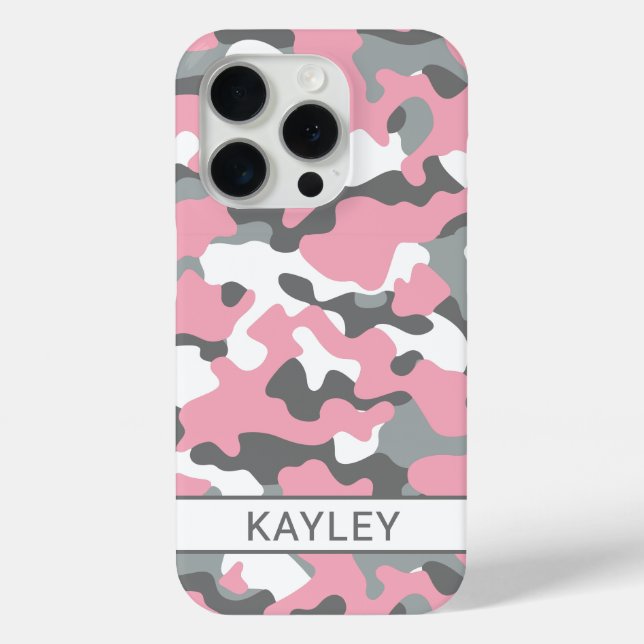 Pink and Grey Camouflage Personalised Case-Mate iPhone Case (Back)