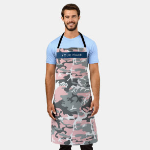 Pink and Grey Camouflage Your name Personalise Apron