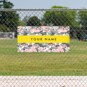 Pink and Grey Camouflage Your name Personalise Banner