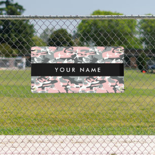 Pink and Grey Camouflage Your name Personalise Banner