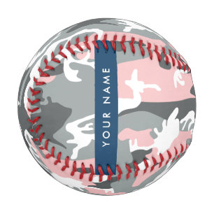 Pink and Grey Camouflage Your name Personalise Baseball