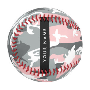 Pink and Grey Camouflage Your name Personalise Baseball