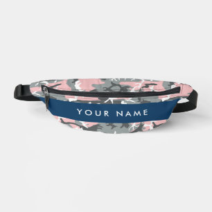 Pink and Grey Camouflage Your name Personalise Bum Bags
