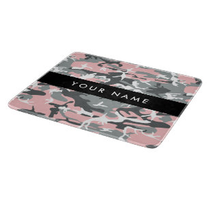 Pink and Grey Camouflage Your name Personalise Cutting Board