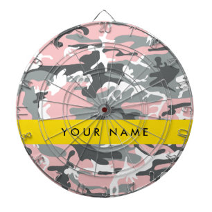 Pink and Grey Camouflage Your name Personalise Dartboard