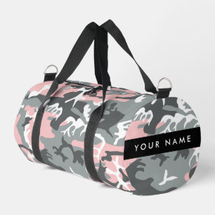 Pink and Grey Camouflage Your name Personalise Duffle Bag