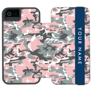Pink and Grey Camouflage Your name Personalise Incipio Watson™ iPhone 5 Wallet Case