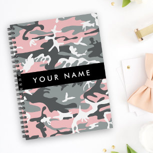 Pink and Grey Camouflage Your name Personalise Planner