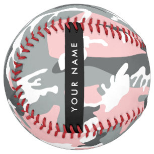 Pink and Grey Camouflage Your name Personalise Softball