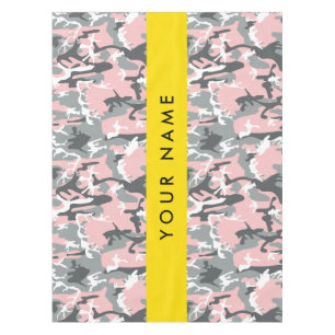 Pink and Grey Camouflage Your name Personalise Tablecloth