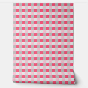 Pink and grey check  wallpaper