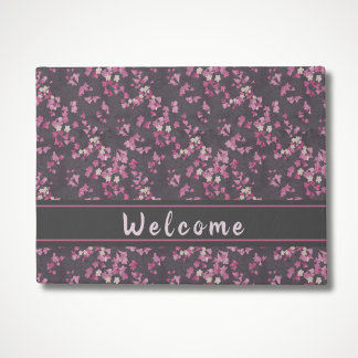 Pink and Grey Cherry Blossom Welcome Doormat