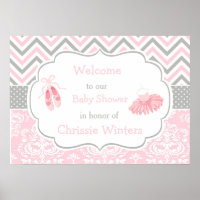 Pink and Grey Chevron Ballerina Baby Shower