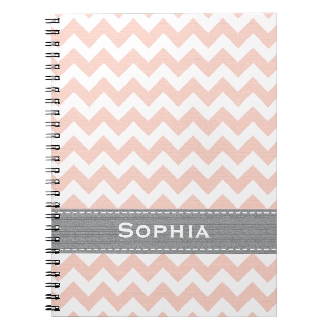 Pink and Grey Chevron Spiral Notebook Journal (Front)