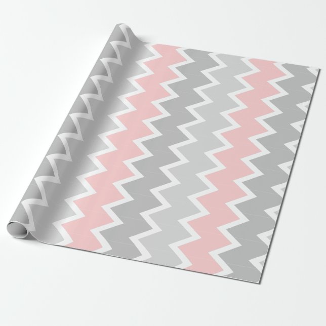 Pink and grey chevron Wrapping paper (Unrolled)