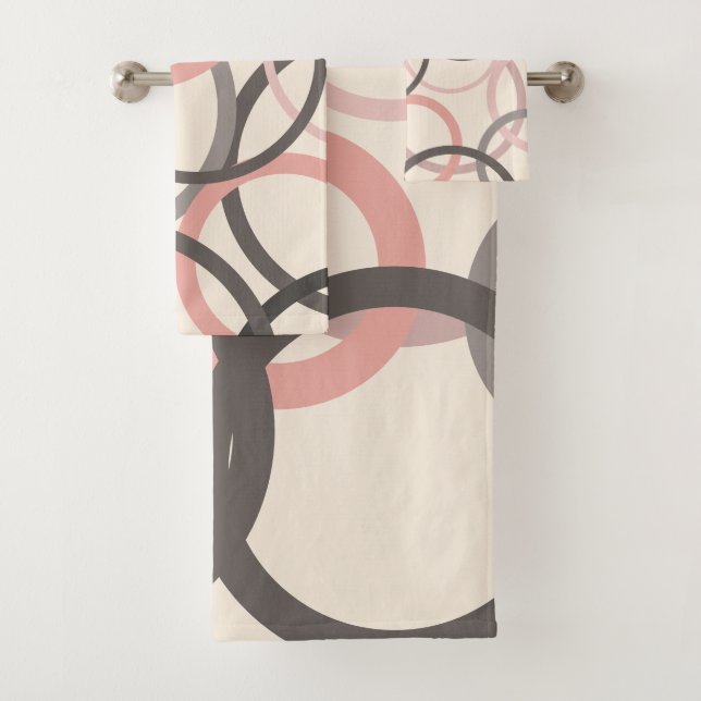 Pink and Grey Circles      Bath Towel Set (Insitu)