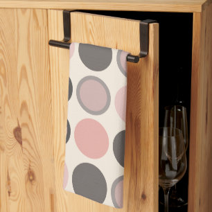 Pink and Grey Circles Mid-century Modern Tea Towel