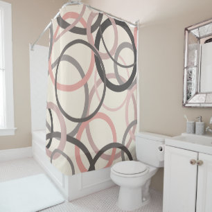 Pink and Grey Circles     Shower Curtain