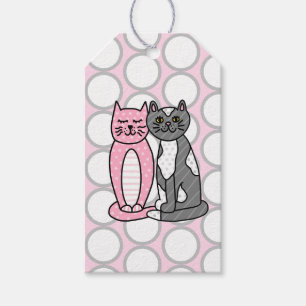 Pink and Grey Cuddly Cute Kitty Cats to and from Gift Tags
