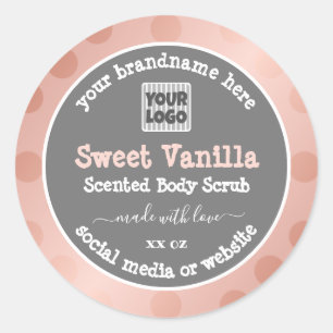 Pink and Grey Custom Logo Product Packaging Labels