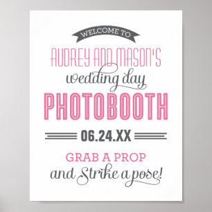 Pink and Grey Custom Wedding Photo Booth Sign