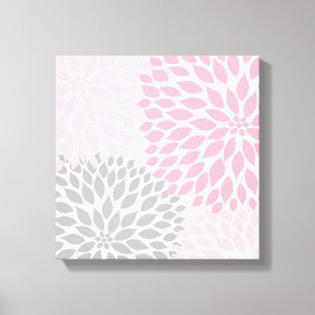 Pink and Grey Dahlia Square Wall Art (Front)