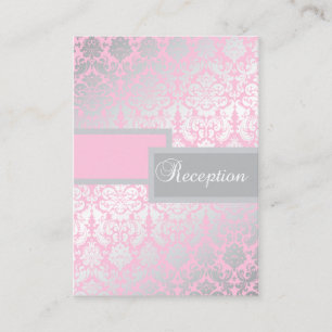 Pink and Grey Damask Enclosure Card