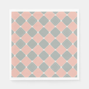 Pink and Grey Diamond Check Pattern Napkin