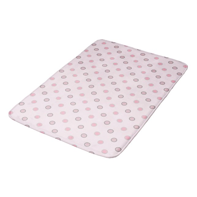 Pink and Grey Dots Bath Mat (Angled)