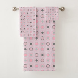 Pink and Grey Dots Bath Towel Set