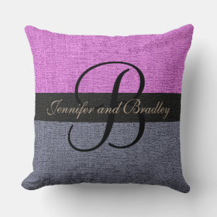 Pink and Grey Elegant Monogram Wedding Cushion