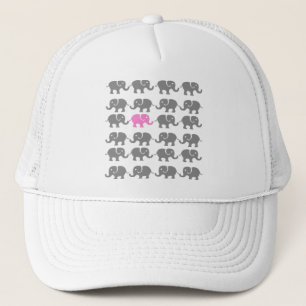 Pink and Grey Elephant Art Trucker Hat