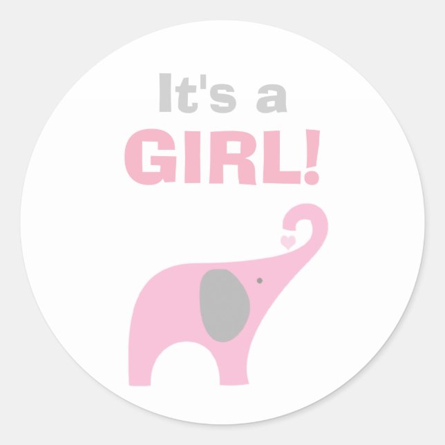 Pink and Grey Elephant Baby Shower Seal (Front)