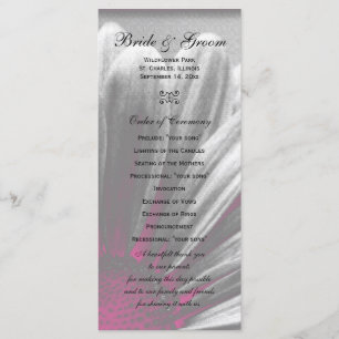 Pink and Grey Floral Highlights Wedding Program Programme