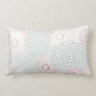 Pink and Grey Flower Burst Design Lumbar Cushion