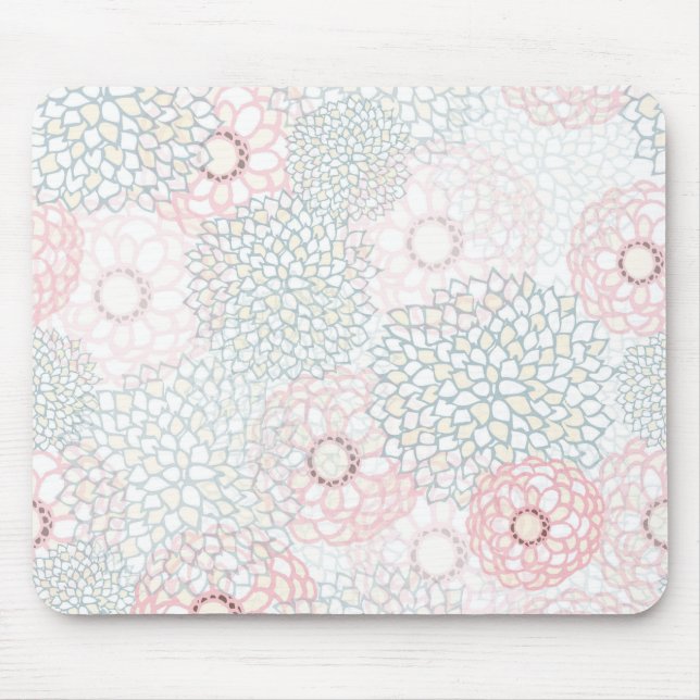 Pink and Grey Flower Burst Design Mouse Pad (Front)