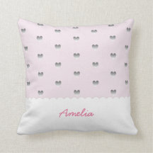 Pink and Grey Heart Pattern Scallop Cloud Monogram