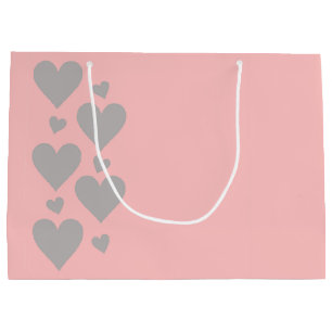 Pink and Grey Hearts large gift bag