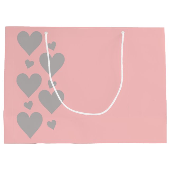 Pink and Grey Hearts large gift bag (Back)