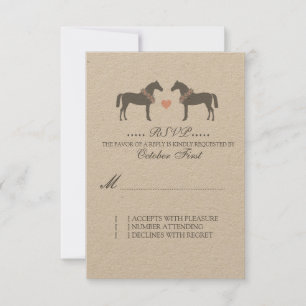 Pink and Grey Horses Wedding RSVP Card
