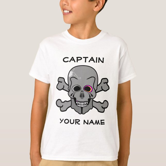 Pink and grey jolly roger T-Shirt (Front)