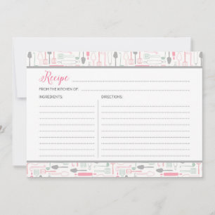 Pink and Grey Kitchen Tools Recipe Card