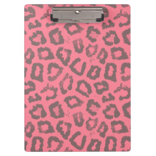 Pink and Grey Leopard Cheetah Animal Print Clipboard