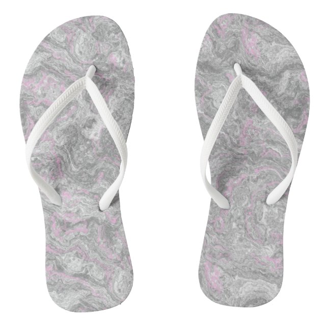 pink and grey Marble Swirl Abstract Jandals (Footbed)