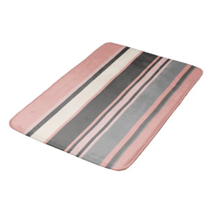 Pink and Grey Mid-century Modern Stripes   Bath Mat