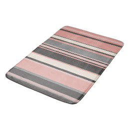 Pink and Grey Mid-century Modern Stripes Bath Mat